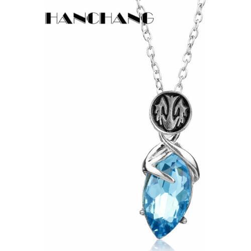Hot Online Game Jewelry Final Fantasy YUNA Necklace Blue Crystal Pendants Necklaces Women Accessories Choker Necklace Colar