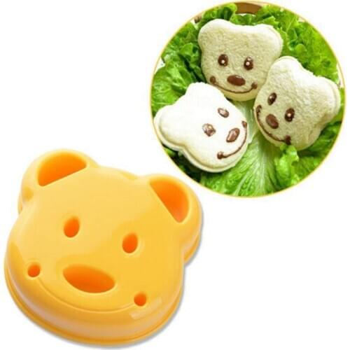 DIY Yellow Cute Bear Shape Design Sandwich Toast Bread Biscuits Embossed Device Cake Mold Making Cutter Mold Kitchen Tool