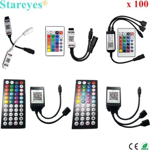 100 Pcs IR 24 44 keys Remote Bluetooth Music RGB Controller DC5-24V Control by Smart phone APP for Colorful Led Light Strip