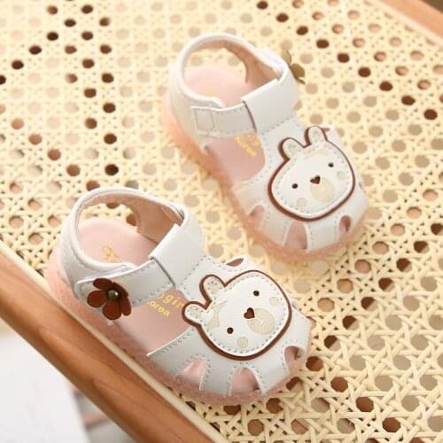 2021 Children Summer Shoes Newborn Infant Baby Girl Boy Soft Crib Shoes Infants Anti-slip rabbit Sneaker Striped Bow Prewalker