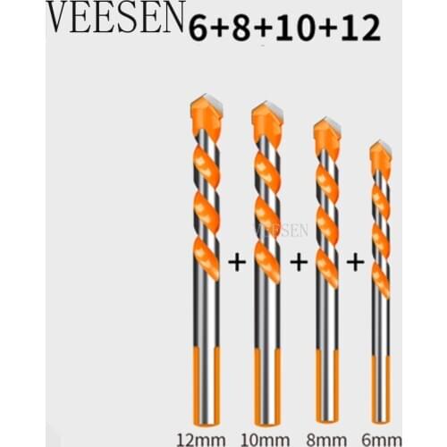 4 masonry masonry drill set concrete tile wood floor drill bit tungsten carbide tip power tool 6/8/10/12 mm