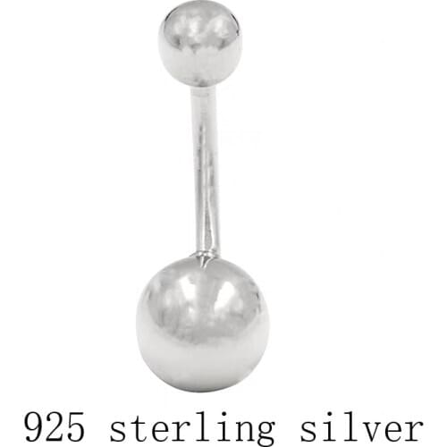925 sterling silver belly Bar Double ball Navel Rings Barbell body piercing jewelry