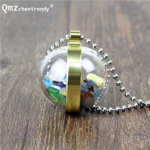 Acrylic Buddhism Jewelry transparent Ball Locket Necklace For Men Openable Storage Case Ash Urn Necklace with colors Stone
