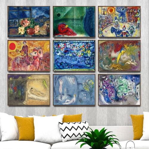 Home Decoration Art Wall Pictures for Living Room Poster Print Canvas Printings Paintingsn Russian Marc chagall 6