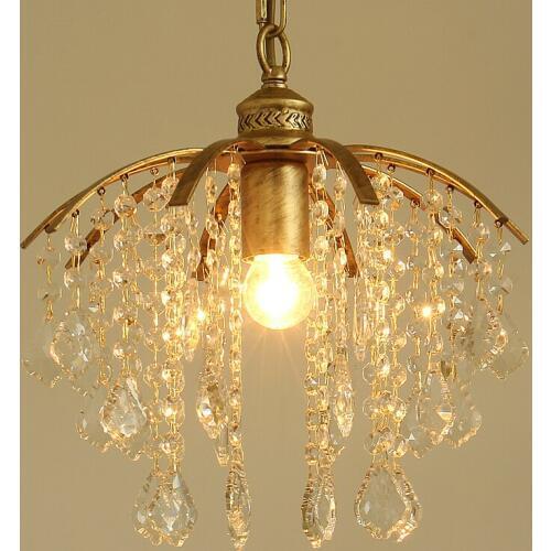 Pastoral style Korean wrought iron Branches crystal pendant light bedroom dining room lamp