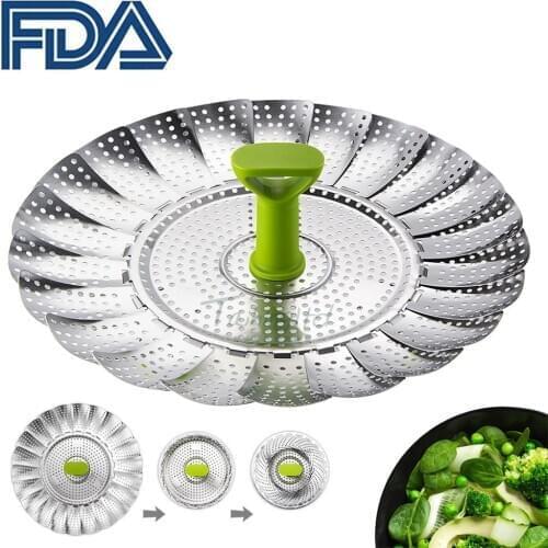 Expandable Steamer Basket Stainless Steel Vegetable Steamer Basket Folding Steamer Insert for Veggie Fish Seafood Cooking