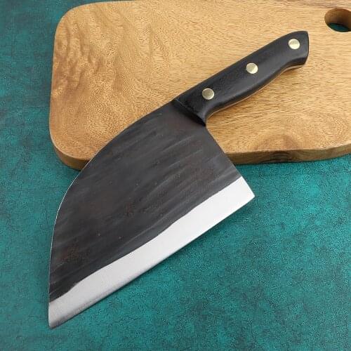 Hand-forged kitchen knife, butcher knife, handmade kitchen scabbard, outdoor camping, Serbian survival chef knife