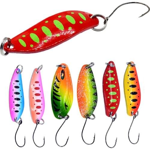 Spoon Sequins Fishing Lure Metal Bait 6PCS Set 3.5G/4.5G/5G Spinner Single Hook Pike Fishing Artificial Bait Fishing Tackle