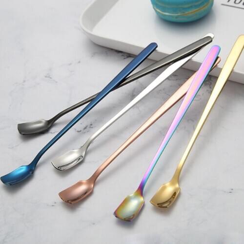 Stainless Steel Square Head Ladle Spoon Coffee Stirring Tools Milk Tea Spoon Kitchen Gadgets Utensils Tools Kitchen Accessories