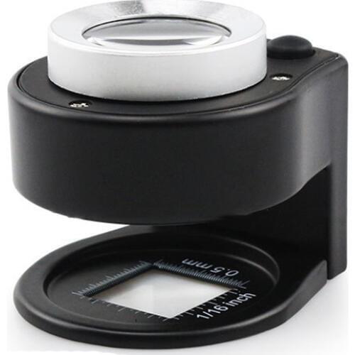 30X Loupe Magnifier with Scale, 6 LED and Light Portable Desktop Metal Loupe Magnifying Glass for Textile Currency Jewelry