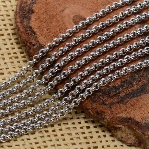 In bulk 5meter/Lot women Stainless Steel thin 2.5mm Strong Rolo chain jewelry finding /Marking DIY