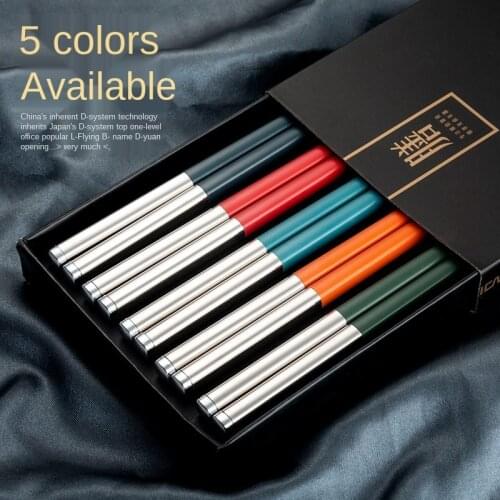 5 Pair Japanese Chopsticks Tableware Alloy Non-slip High Temperature Resistance Food Stick Household Family Kitchen Utensils