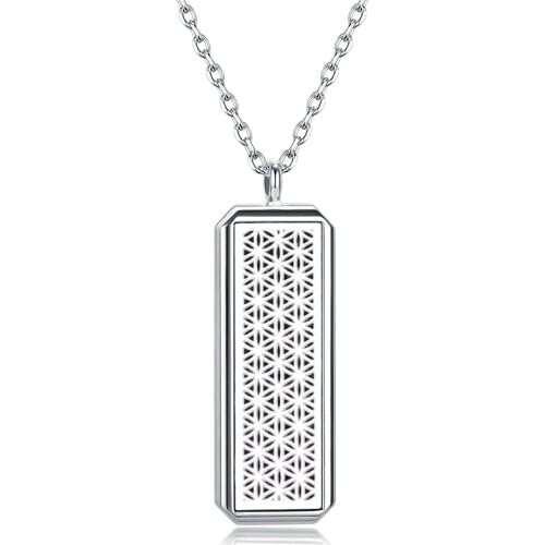 Aromatherapy Rectangular Essential Oil Diffuser Pendant Necklace Square Aroma Magnetic Stainless Steel Perfume Locket Jewelry