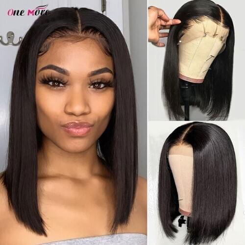 One More Straight Bob Wig Short Lace Front Human Hair Wigs Remy Brazilian Straight Bob Wigs 13x6x1 Lace Part Wig Transparent Wig