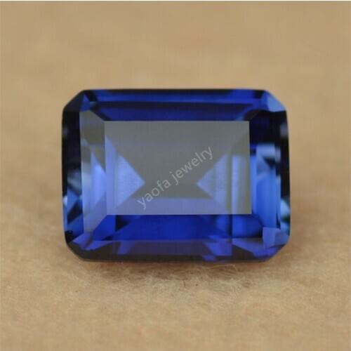 Size 4x6~15x20mm 8A 34# Synthetic Blue Corundum Stone Sapphir-e Rectangle Octangle Shape Parallel Cut Gems Stone For Jewelry