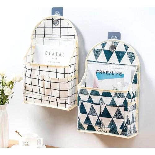 Lattice Hanging Storage Bag Bedside Storage Bag Wall-mounted Debris Storage Bag Household Bedside Wall Wall-mounted Storage Bag