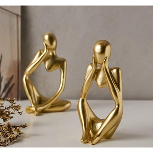 Abstract Thinker Statue Resin Sculpture Miniature Figurines Thinker Character Modern Nortic Office Home Decoration Accessories