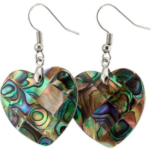 New Zealand Abalone Shell Stylish Pendant Earrings Love Heart-shaped Hang Hook Fashion Charm Earring Women Reiki Healing Jewelry