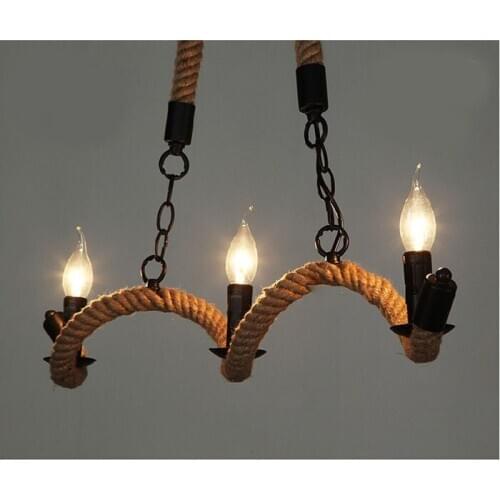 Retro Vintage Rope Pendant Light Lamp Loft Creative Personality Industrial Lamp Edison Bulb American Style For Living Room