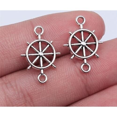WYSIWYG 20pcs 21x15mm Antique Silver Color Rudder Connector Charms For Jewelry Making DIY Jewelry Findings