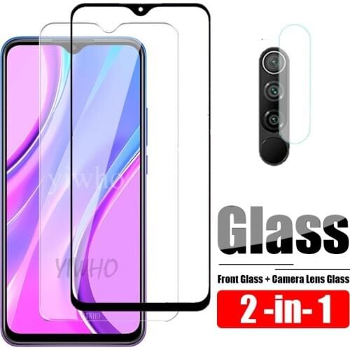For Xiaomi Redmi 9 Glass Screan Protector On Redmi Note 9 Pro Max 9S Safety Tempered Glass Protection Film Note9 9Pro 2 in 1 HD