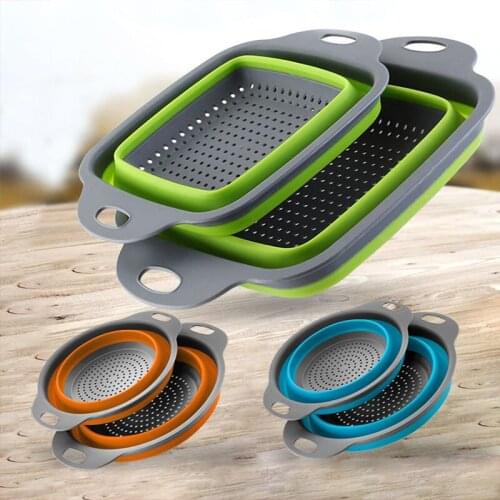 1 PC Collapsible Colander Kitchen Drainer Basket Fruit Vegetable Washing Drainer with Handle Foldable Kicthen Strainer Basket