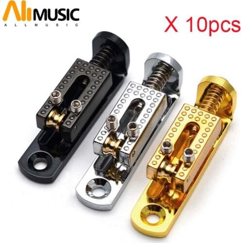 10 pcs 3 String Tooyful Solo Single Guitar Bridge with Wrench Screw for 3 String Guitar Cigar Chrome-Gold-Black