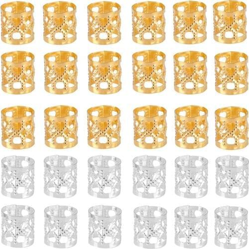 100Pcs/Lot Golden/Silver Color Metal Rings micro hair dread Braids dreadlock Beads adjustable cuffs clips for Hair accessories