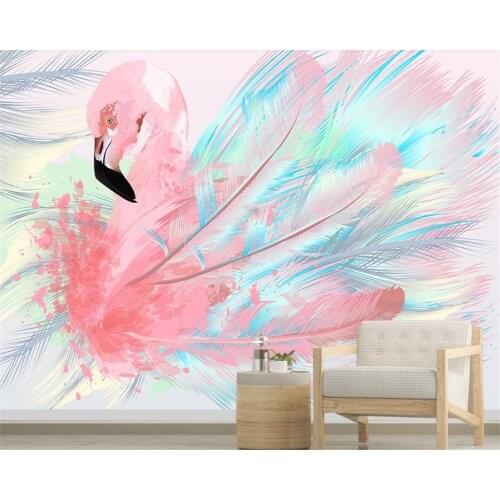 Beibehang Custom painting 3d wallpaper papel de parede 3d wallpaper Nordic tropical plants flamingo background wall paper mural