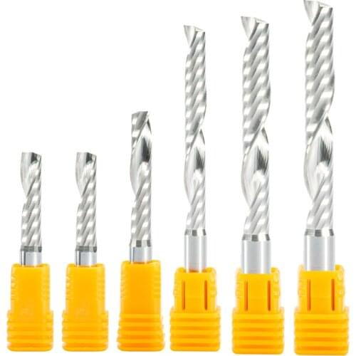 5pcs 6mm 1/4" High Quality Carbide CNC Router Bits One Single Flute End Mill Cutting Milling Tools 22mm