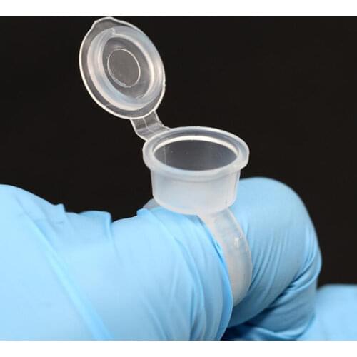 50PCS/Lot Plastic Microblading Tattoo Ink Ring Cups with Cover Cap for Permanent Makeup Eyebrow Glue Holder Container Tools