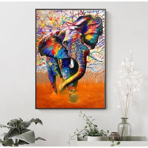 Abstract Canvas Painting African Elephants Wild Animals Painting Posters and Prints Wall Art Cuadros for Living Room Frameless