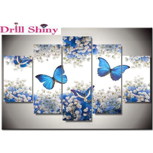 5d diy Diamond embroidery butterfly flower diamond painting Cross Stitch full drill Rhinestone mosaic Multi-picture