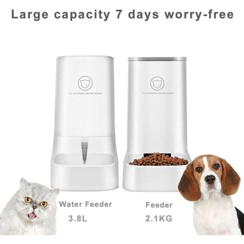 3.8L Automatic Feeder for Pet Dog Cat Food Water Dispenser Fountain Safety Feeding Bowl Container for Small Medium Cats Dogs