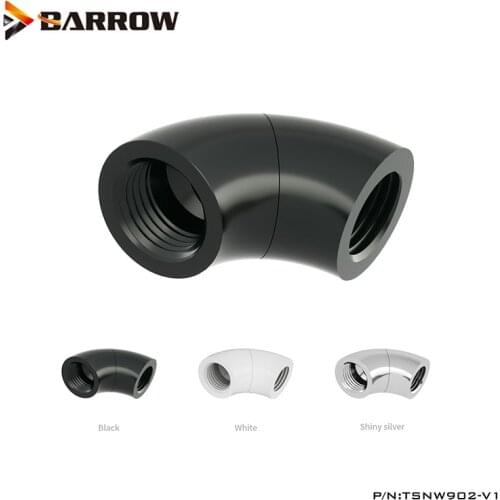 Barrow G1/4 Double Female 360 Degree Rotary Water Cooling Build Connector Computer Fittings ,Black Silver White,TSNW902-V1