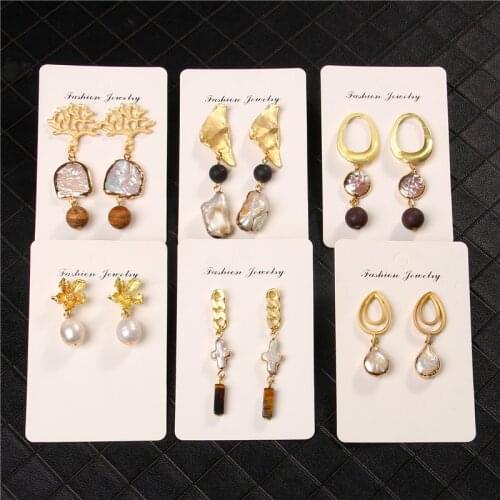 Bohemia Pearl Earrings Fashion Natural Stone Pendant Charm Eardrop Freshwater Pearl Earrings For Women Wedding Female Jewelry