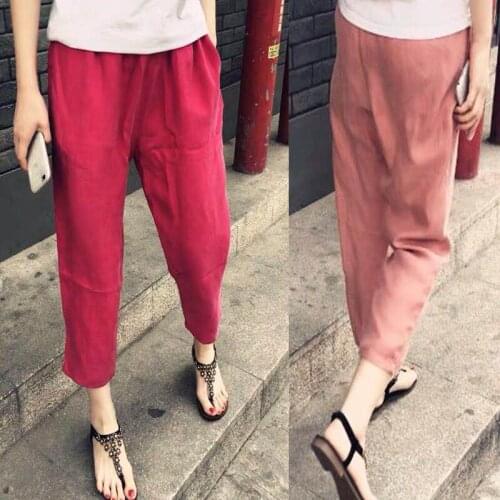 Womens pants copper and polyurethane, womens summer loose and thin leggings, slim Capris 0408