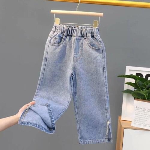 Kids Boot Cut Trousers Pant Fashion Girls Waist Jeans Children Boys Jeans Kids Fashion Denim Pants Baby Jean Infant Clothing