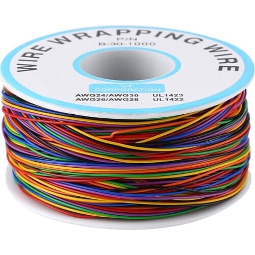 Colorful P/N B-30-1000 280M 8-Wire Colored Insulation Wrapping Copper Test Cable Breadboard Jumper Insulation Wire Connector