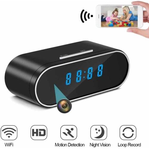 1080P Mini Camera WiFi Wireless Nanny Clock Time Alarm with Night Vision and Sensor Remote online view Micro Smart Home IP Cam