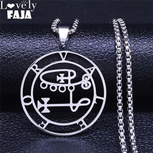 2021 Stainless Steel Demon Seal Necklaces Silver Color Satan Seal of Valefor Chain Necklace Men/Women Jewelry cadena N4262S03