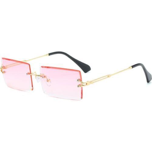 New Frameless Cut Edge Square Sunglasses Fashion Men and Women Small Color Sun Glasses