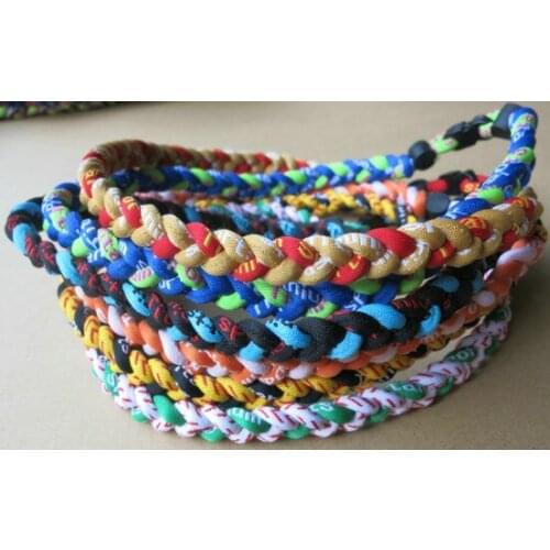 Wholesale - - Sports baseball Titanium Healthy GT Tornado 3 rope necklace , 3 braid necklaces ,3 ropes Weave Baseball necklace