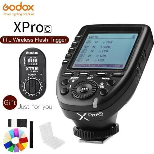 Godox XPro-C Flash Trigger Transmitter with E-TTL II 2.4G Wireless X System HSS LCD Screen + XTR-16 Receiver for Canon DSLR
