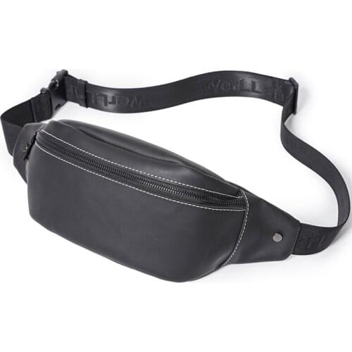 High Quality PU Leather Men Waist Packs 2021 New Fashion Black Crossbody Bags Casual Travel Belt Bag Male Fanny Pack Handy Purse