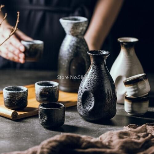 Simple Japanese Wine Set Retro Style Ceramic Wine Set Wine Glass Jug Creative Liquor Cup Tableware Accessories