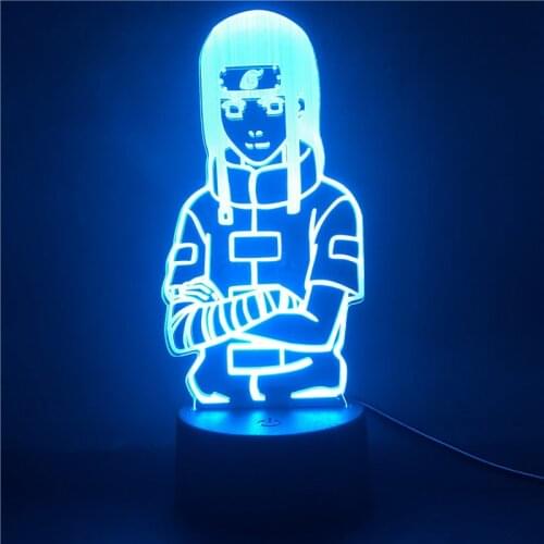 Naruto Hyuga Neji Anime LED Night Lights Shippuden Visual Bedroom Figure 3D Lamp Changable Itachi Lighting Gift for Kids Lampara