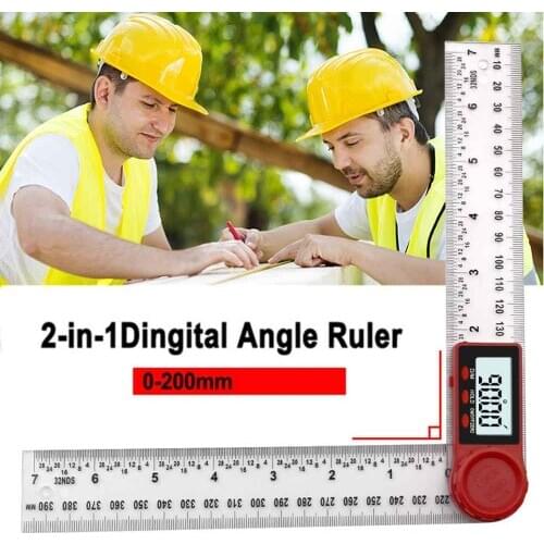 0-200mm 2-in-1 Digital Meter Angle Inclinometer Angle Digital Ruler Electron Goniometer Protractor Angle finder Measuring Tool