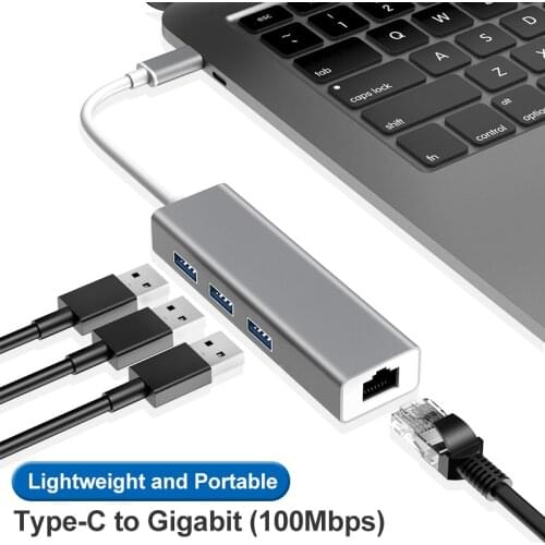 Type-C To RJ45 Gigabit Ethernet USB3.0 External Extended Network USB C HUB For Laptop Macbook