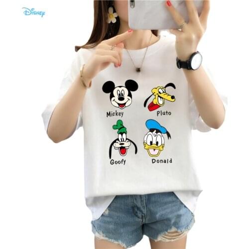 Disney Anime Pluto Plus Size Women Summer Loose Casual Oversize Donald Duck T Shirt Short Sleeve O Neck Mickey Mouse Goofy Tops